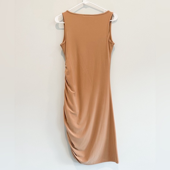 NWT Express Women’s Matte Jersey Ruched Side Tie Mini Dress Pecan XS - Picture 6 of 9